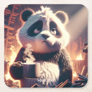Dessous De Verre Carré Café Panda Coupe Imaginaire Cute