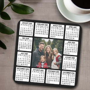 Dessous De Verre Carré Calendrier Carré avec photo dans le centre
