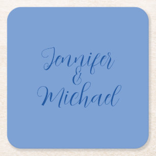 Dessous De Verre Carré Calligraphie Bleue Classique mariage