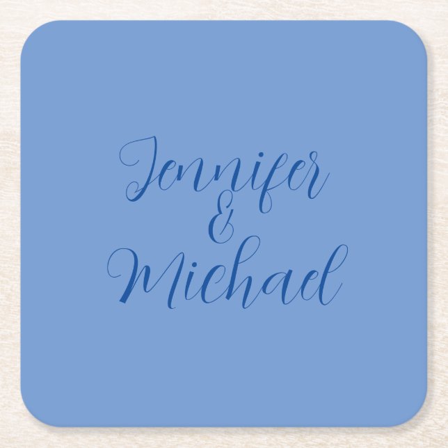 Dessous De Verre Carré Calligraphie Bleue Classique mariage (Devant)