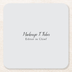 Dessous De Verre Carré Calligraphie classique Élégante Plaque Gris simple