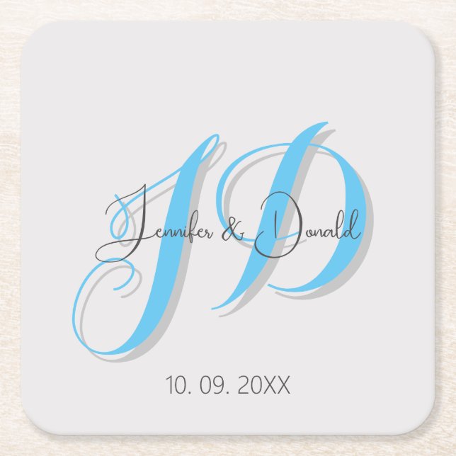 Dessous De Verre Carré Calligraphie classique tendance monogramme (Devant)