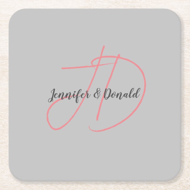 Dessous De Verre Carré Calligraphie classique tendance monogramme (Devant)