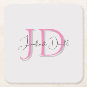 Dessous De Verre Carré Calligraphie classique tendance monogramme