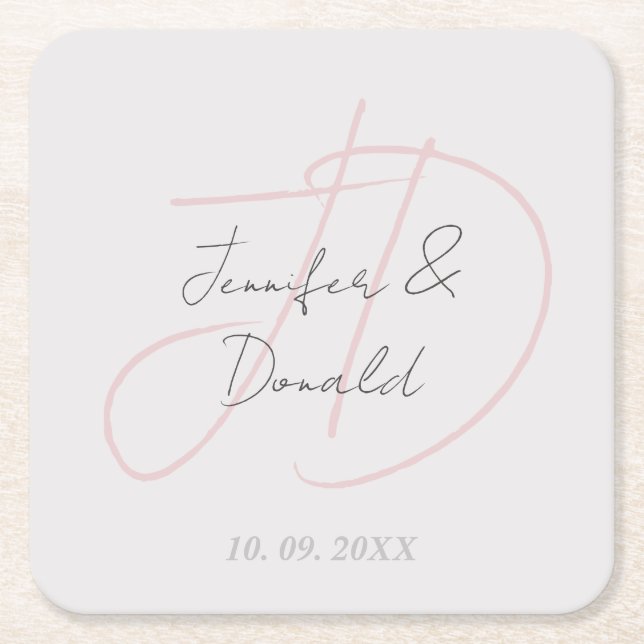 Dessous De Verre Carré Calligraphie classique tendance monogramme (Devant)