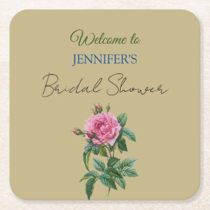 Dessous De Verre Carré Calligraphie Élégante Florale Bienvenue Enterremen