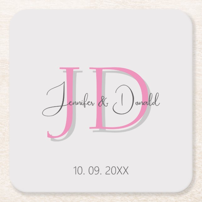 Dessous De Verre Carré Calligraphie monogramme de script classique tendan (Devant)