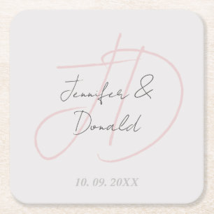 Dessous De Verre Carré Calligraphie monogramme de script classique tendan