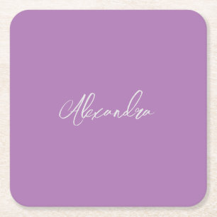 Dessous De Verre Carré Calligraphie Plaque Minimaliste Propre Nom Lavande