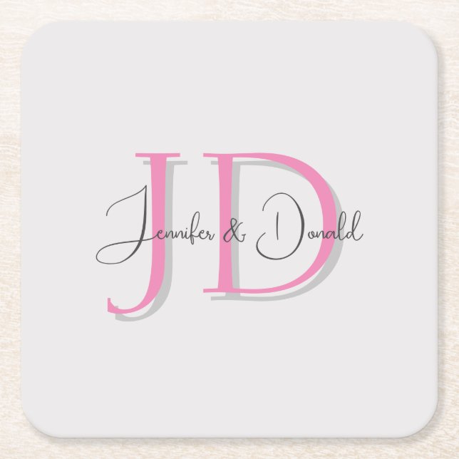 Dessous De Verre Carré Calligraphie tendance monogramme de script classiq (Devant)