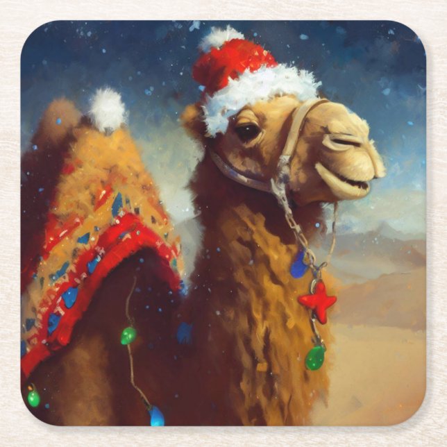 Dessous De Verre Carré Camel de Noël 3 (Devant)