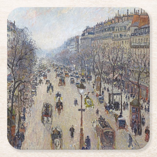 Dessous De Verre Carré Camille Pissarro - Boulevard Montmartre, matin (Devant)