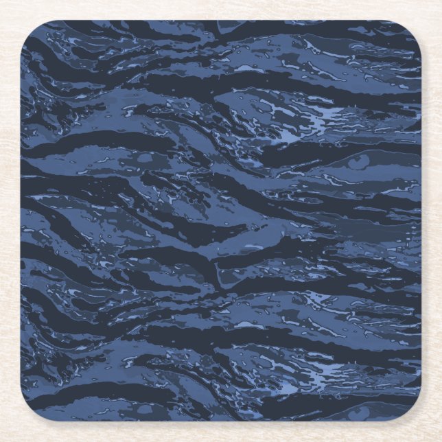 Dessous De Verre Carré Camo à rayures bleues (Devant)