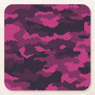 Dessous De Verre Carré Camouflage hexagonal, texture militaire arrière -