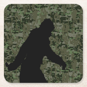 Dessous De Verre Carré Camouflage numérique en silhouette noire Sasquatch