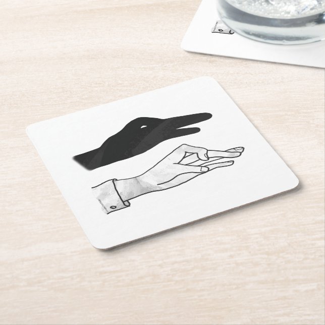 Dessous De Verre Carré Canard Silhouette main (Incliné)