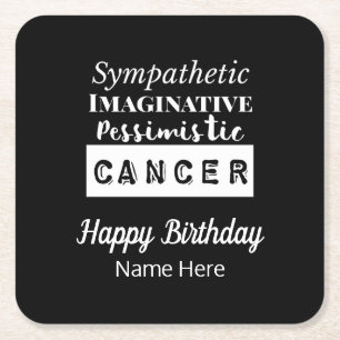 Dessous De Verre Carré Cancer Zodiac Caractéristiques amusantes Anniversa