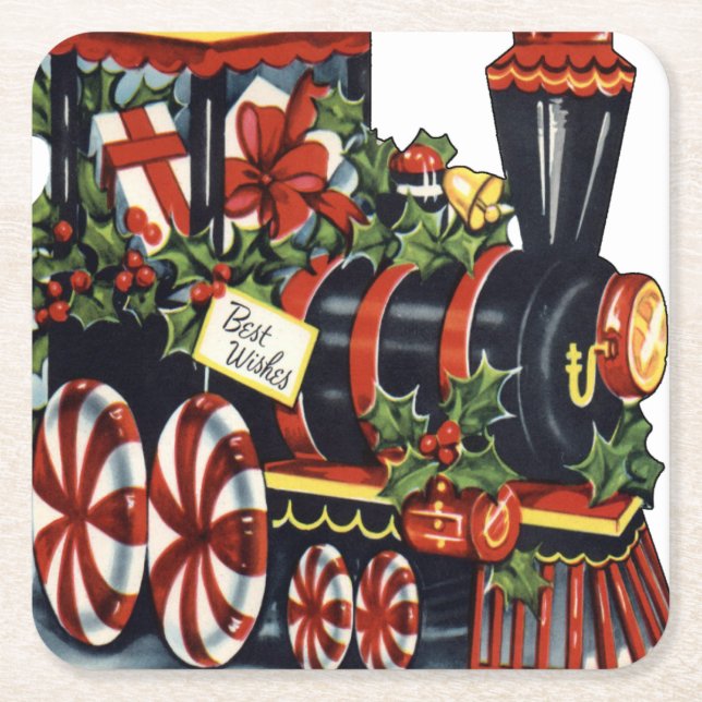Dessous De Verre Carré Candy Train Noël (Devant)