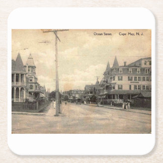 Dessous De Verre Carré Cape May NJ, Ocean Street, c1910 Vintage