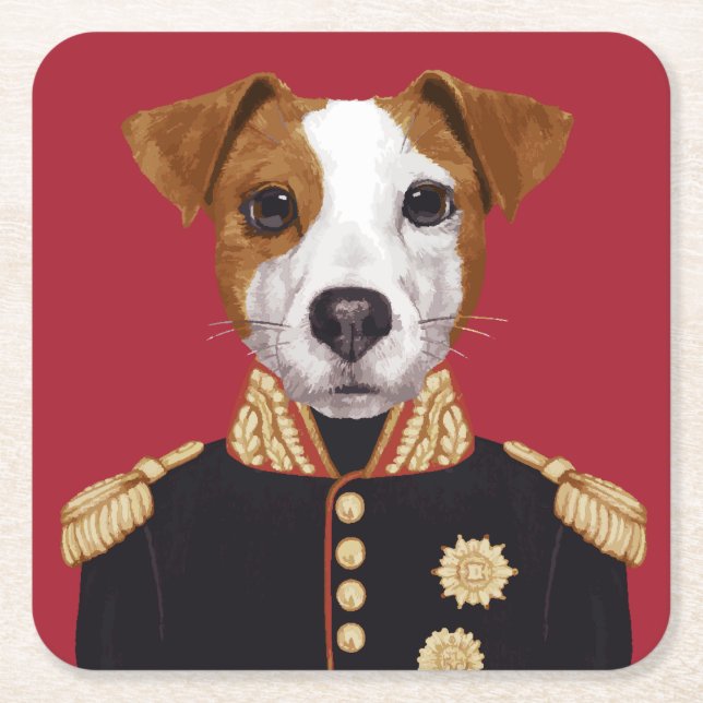 Dessous De Verre Carré Capitaine Jack Russell (Devant)
