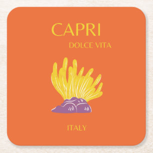 Dessous De Verre Carré Capri, Italie, Voyage, Preppy, Orange