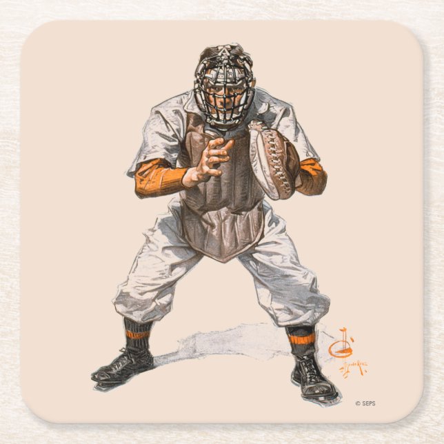 Dessous De Verre Carré Capteur de baseball (Devant)