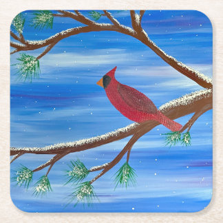 Dessous De Verre Carré Cardinal d'hiver