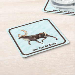 Dessous De Verre Carré Caribou/Reindeer d'art populaire