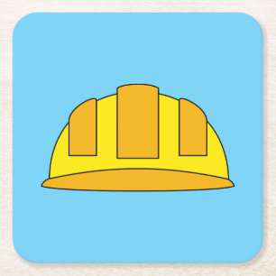 Dessous De Verre Carré Caricature de Casquette dur jaune