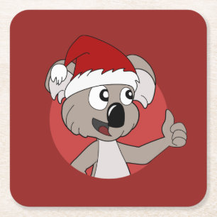 Dessous De Verre Carré Caricature de koala de Noël