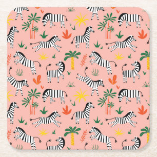 Dessous De Verre Carré Caricature Zebras Funny Motif sans couture