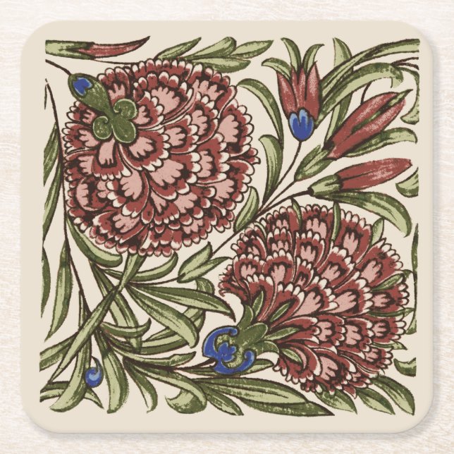 Dessous De Verre Carré Carnation Carrelage Fleur Antique Art Rustique (Devant)