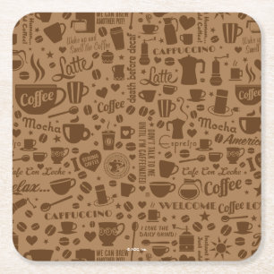 Dessous De Verre Carré Carré Motif café