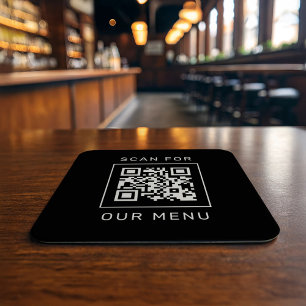 Dessous De Verre Carré Carré Noir Scannez Notre Code QR de Menu