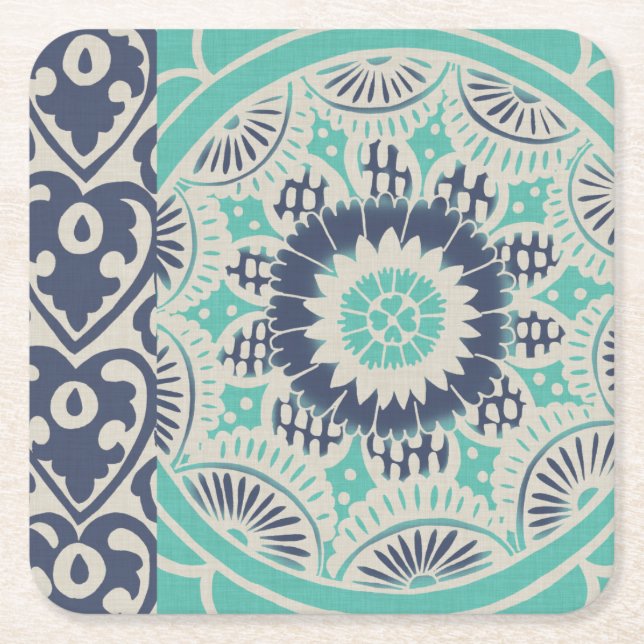 Dessous De Verre Carré Carreau bleu Batik III (Devant)
