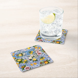 Dessous De Verre Carré Carreaux Bleus Motif Méditerranéen 