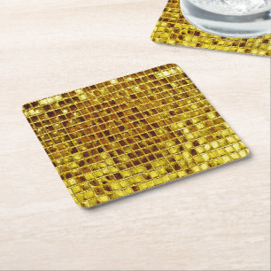 Dessous De Verre Carré Carreaux en mosaïque d'or Elégant luxe moderne