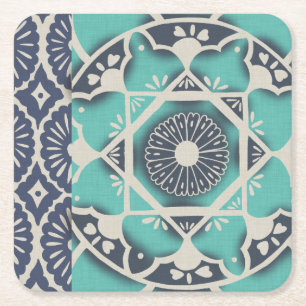 Dessous De Verre Carré Carrelage bleu Batik II