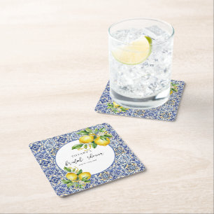 Dessous De Verre Carré Carrelage Bleu Méditerranéen Citrons Réception de
