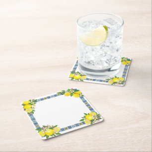 Dessous De Verre Carré Carrelage méditerranéen clair Sicilien Citrus Lemo