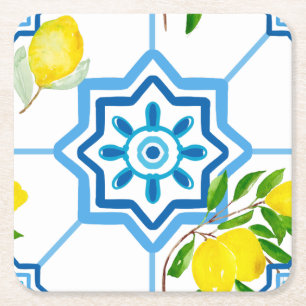 Dessous De Verre Carré Carrelage méditerranéen, majolica, style sicilien 