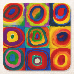 Dessous De Verre Carré Carrés avec cercles, Abstraits, Wassily Kandinsky