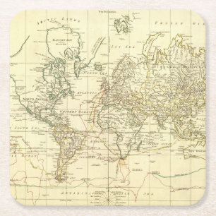 Dessous De Verre Carré Carte 5 du monde