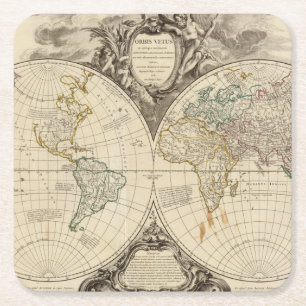 Dessous De Verre Carré Carte 8 du monde