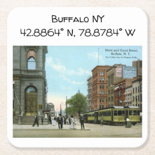 Dessous De Verre Carré Carte Buffalo NY Coordonnées Style Vintage
