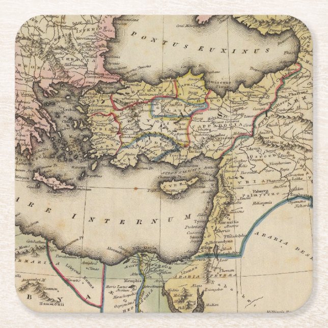 Dessous De Verre Carré Carte d'atlas de Moyen-Orient (Devant)
