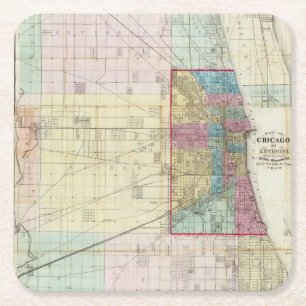 Dessous De Verre Carré Carte de Chicago