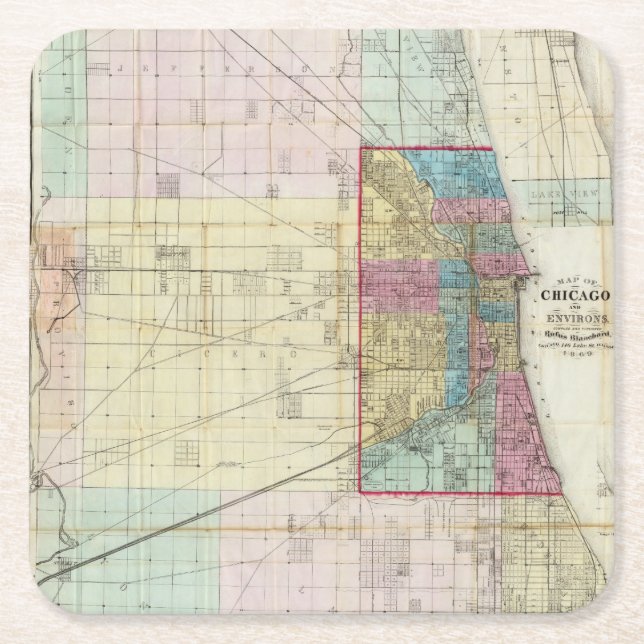 Dessous De Verre Carré Carte de Chicago (Devant)