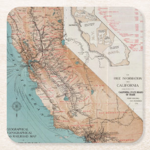 Dessous De Verre Carré Carte de la Californie 2