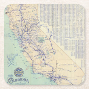Dessous De Verre Carré Carte de la Californie 4